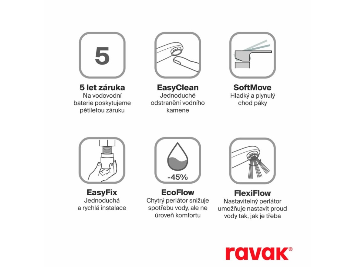 Ravak EL 012.20BLM Umývadlová batéria 170 mm bez odtokovej armatúry, čierna matná