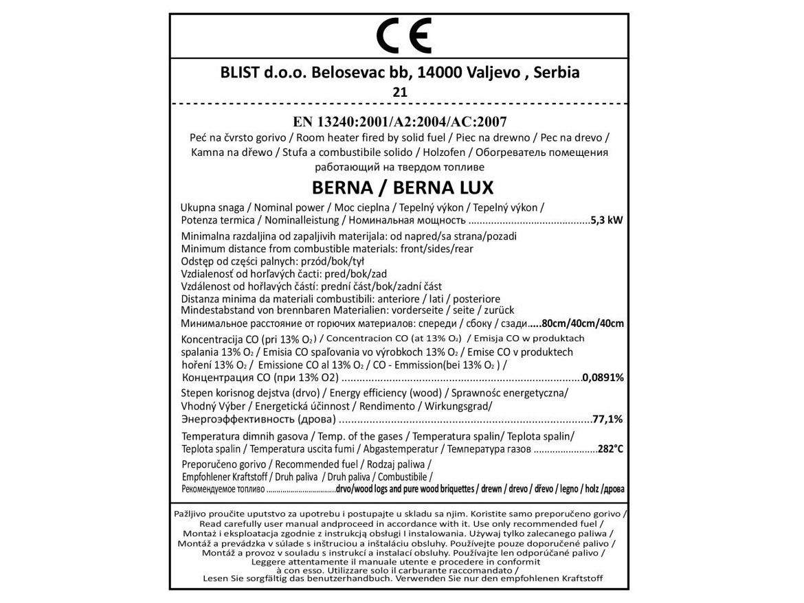 Blist Krbová kamna Blist Ekonomik LUX / BERNA LUX - Beige + příslušenství