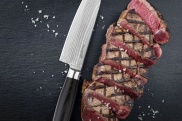 G21 Sada nožů  Gourmet Damascus v bambusovém bloku 5 ks + brusný kámen