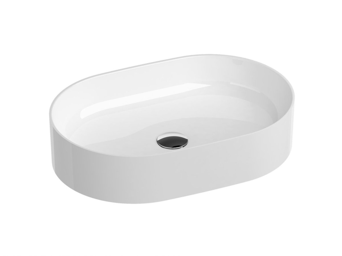 Ravak Umývadlo Ceramic Slim O 55, bez otvoru pre batériu, bez prepadu, čierna matná