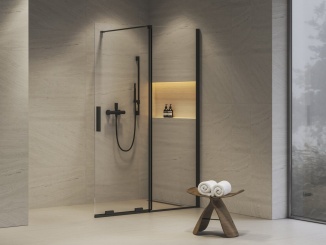 Walk-In –  Ravak ROWI 120, černá+transparent