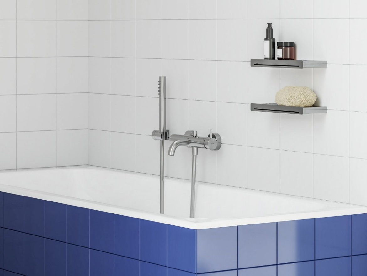 Ravak ES 022.20BLM.+S Vanová nástěnná baterie se sprchovým setem, černá matná