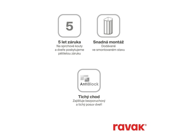 Ravak SRV2+SRV2 80x80 195, bílá+transparent