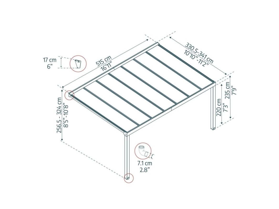 Luxusní hliníková (montovaná) pergola Palram - Canopia Stockholm 3,4 x 5,2 antracit