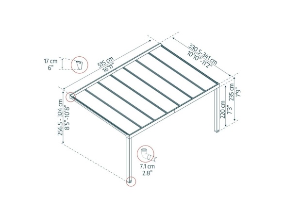 Luxusní hliníková (montovaná) pergola Palram - Canopia Stockholm 3,4 x 5,2 antracit