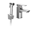 Ravak BM 011.01CR Umývadlová batéria 144 mm s bidetovou sprškou a držiakom na stenu, bez odtokovej armatúry, chróm