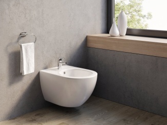 Sanitární keramika –  Ravak Bidet Uni Chrome, závesný, biela + bidetová batéria Chrome CR 055.00CR s odtokovou armatúrou, chróm