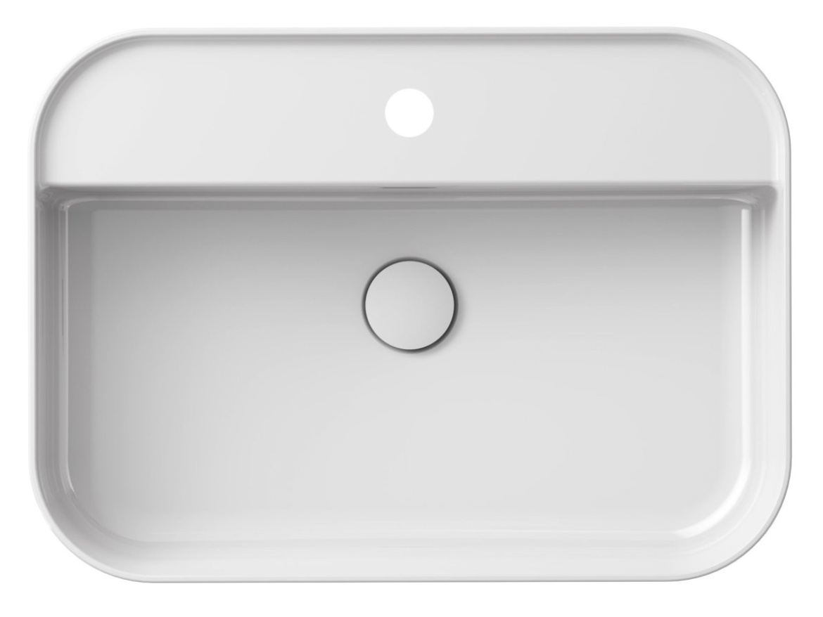 Ravak Umývadlo Ceramic Slim Shelf R 55, s otvorom pre batériu, s prepadom, biela matná