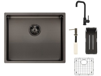 Nerezové –  Reginox SET Miami 500 Gun metal + baterie Crystal + příslušenství tmavo šedá