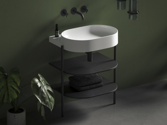 Ravak Umyvadlo Yard 60, bez otvoru pro baterii, bez přepadu, černá matná