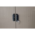 Zahradní domek kovový 3 x 2,4 m se sedlovou střechou hnědý Riwall PRO RMSA 8x10 Brown