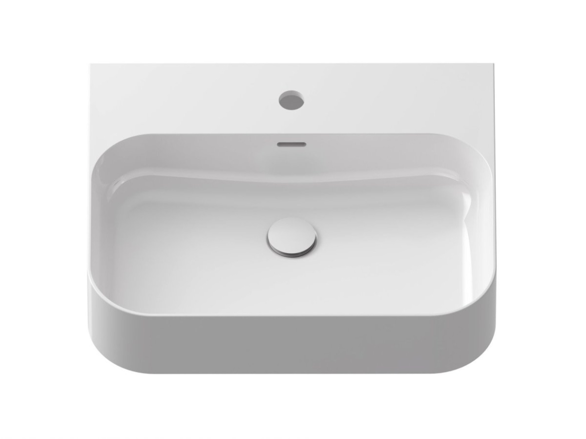 Ravak Umývadlo Ceramic Slim Wall R 55 N, s otvorom pre batériu, s prepadom, čierna matná