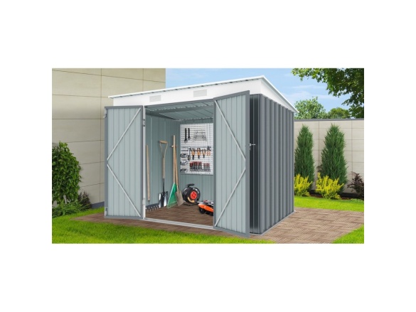 Zahradní domek kovový 2,4 x 1,8 m s pultovou střechou antracit Riwall PRO RMSP 6x8 Anthracite
