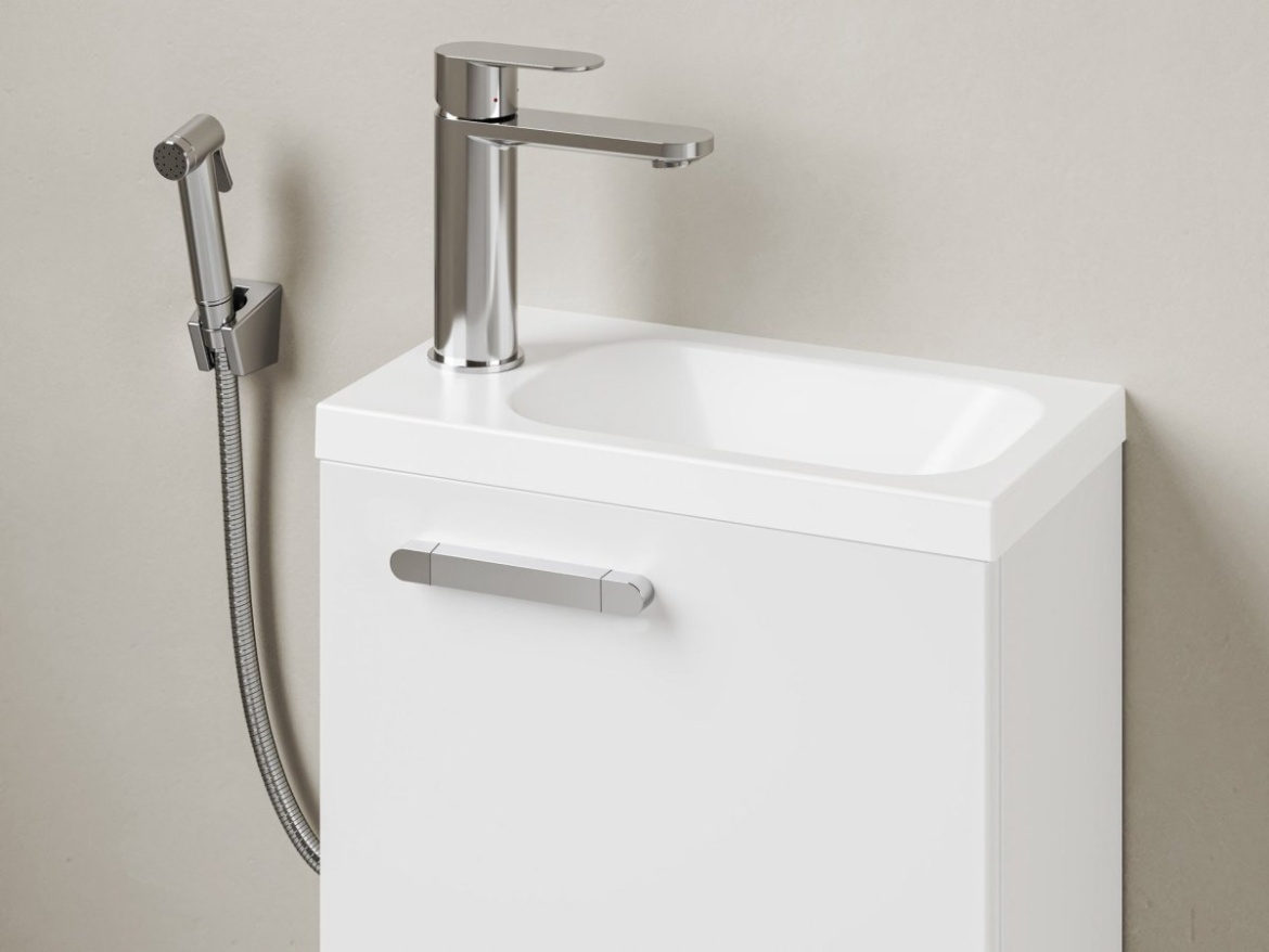 Ravak CR II 112.00CR Umyvadlová stojánková baterie 175 mm s bidetovou sprškou a držákem na zeď, bez výpusti, chrom