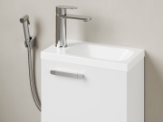 Ravak CR II 112.00CR Umyvadlová stojánková baterie 175 mm s bidetovou sprškou a držákem na zeď, bez výpusti, chrom