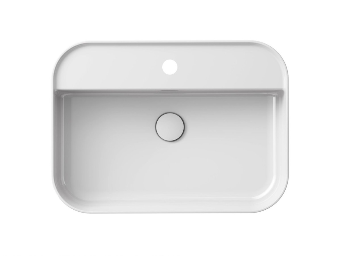 Ravak Umývadlo Ceramic Slim Shelf R 55, s otvorom pre batériu, s prepadom, biela matná