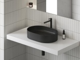 Ravak Umývadlo Ceramic Slim O 55, bez otvoru pre batériu, bez prepadu, čierna matná