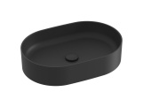 Ravak Umývadlo Ceramic Slim O 55, bez otvoru pre batériu, bez prepadu, čierna matná