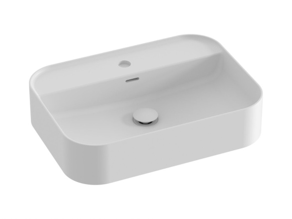Ravak Umývadlo Ceramic Slim Shelf R 55, s otvorom pre batériu, s prepadom, biela matná