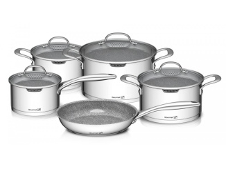 Sady nádobí a hrnce –  G21 Sada nádobí  Gourmet Miracle s cedníkem, 9 dílů, nerez/greblon