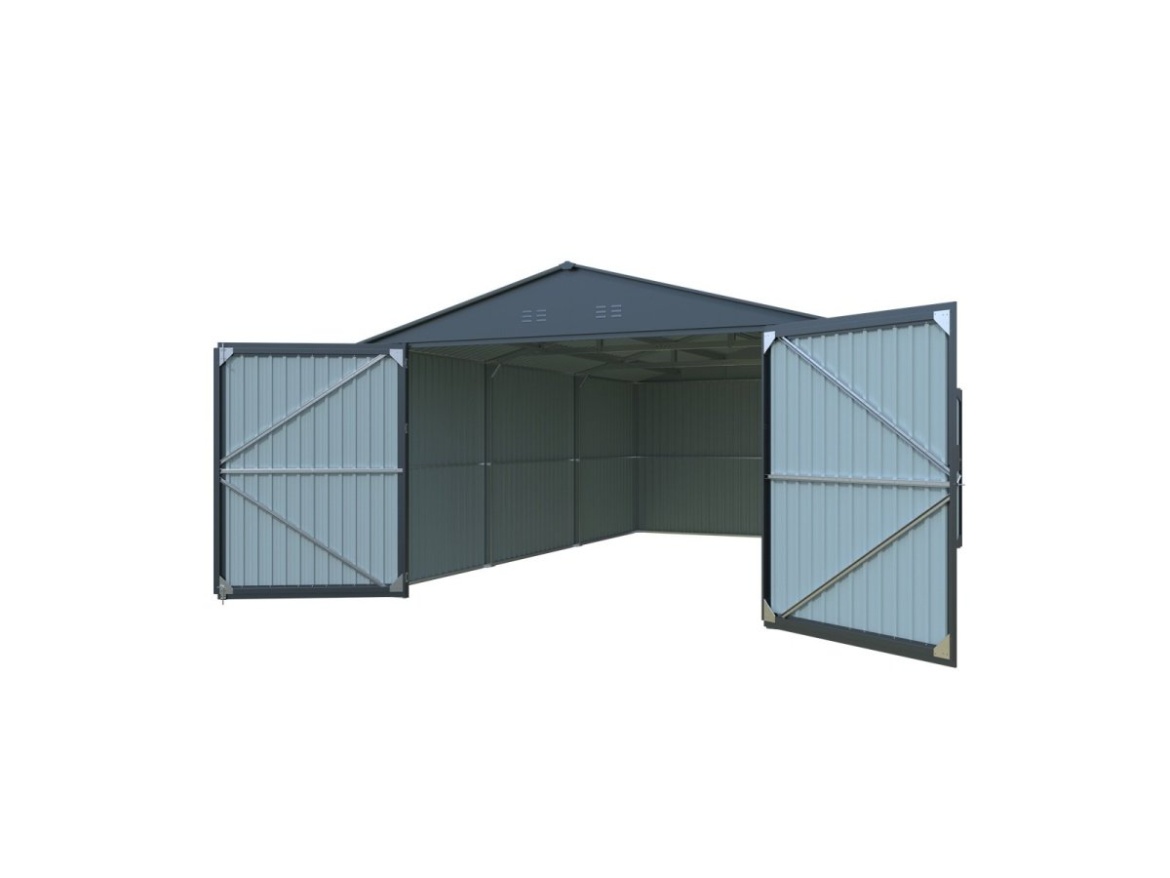 Kovová garáž 3,8 x 6 m se sedlovou střechou Antracit Riwall PRO RMCG 20x13 Anthracite