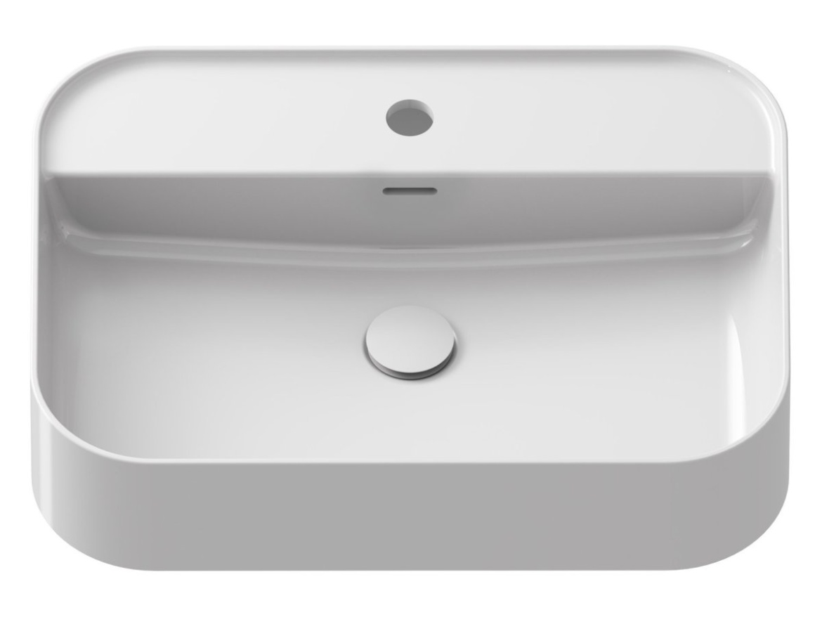 Ravak Umývadlo Ceramic Slim Shelf R 55, s otvorom pre batériu, s prepadom, biela matná