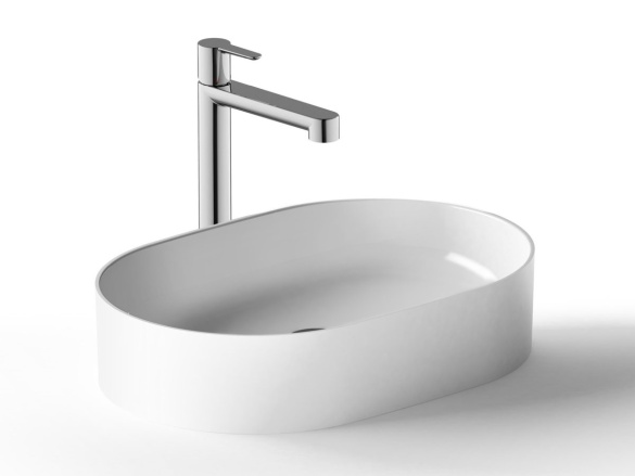 Ravak Umývadlo Ceramic Slim O 55, bez otvoru pre batériu, bez prepadu, čierna matná