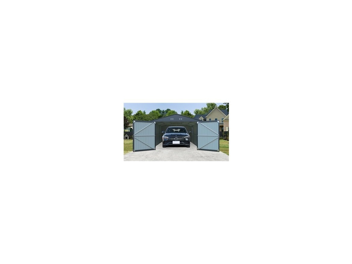Kovová garáž 3,8 x 6 m se sedlovou střechou Antracit Riwall PRO RMCG 20x13 Anthracite