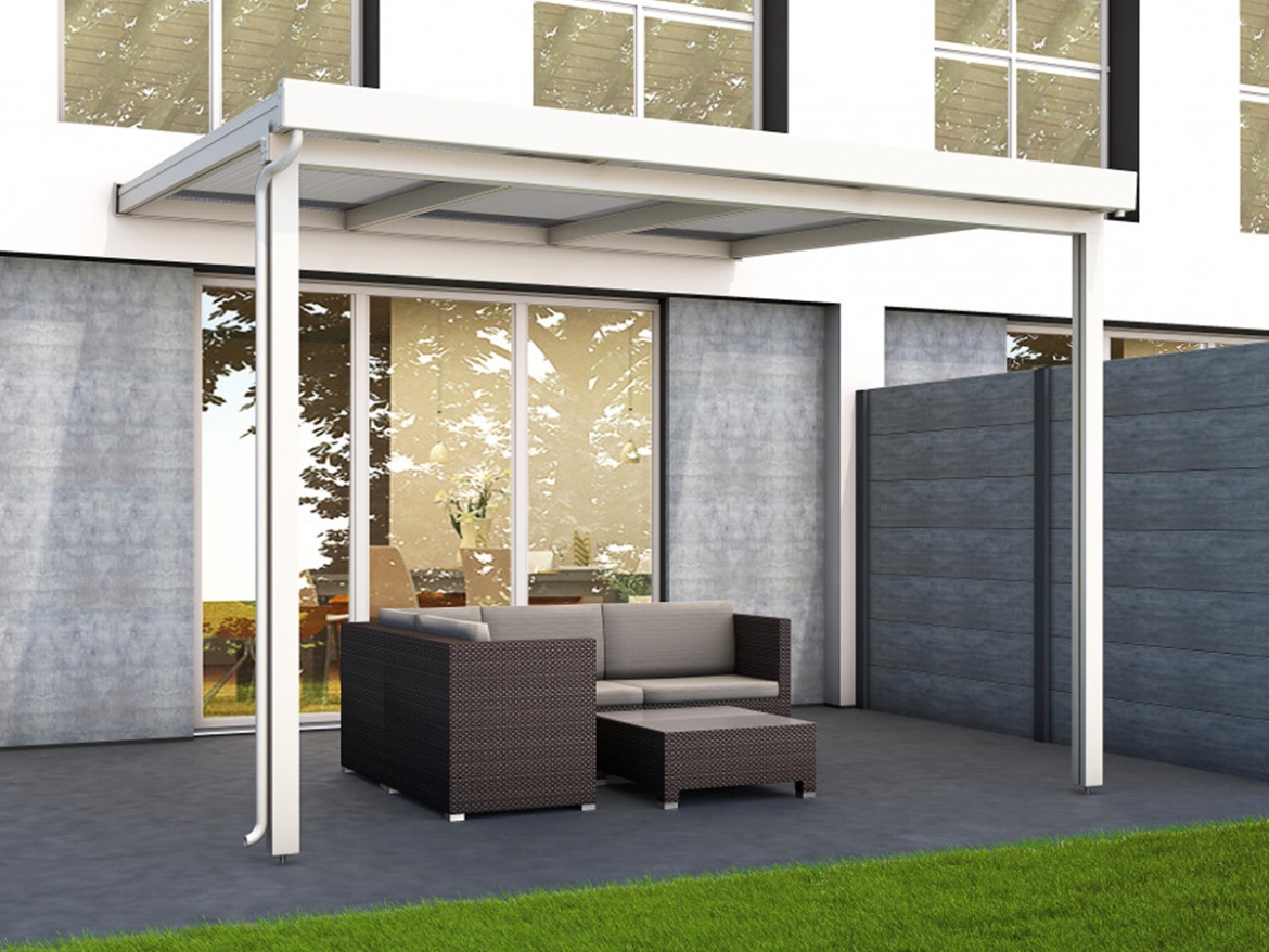Hliníková pergola - čirý / bílá konstrukce Gutta Terrassendach Premium