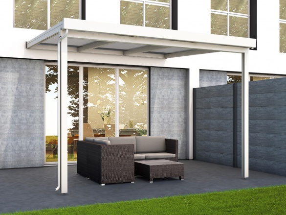 Hliníková pergola - čirý / bílá konstrukce Gutta Terrassendach Premium