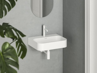 Umyvadla –  Ravak Umývadlo Ceramic Slim Wall R 55 N, s otvorom pre batériu, s prepadom, čierna matná