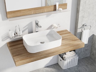 Sanitární keramika –  Ravak Umyvadlo Ceramic Slim R 55, bez otvoru pro baterii, bez přepadu, bílá