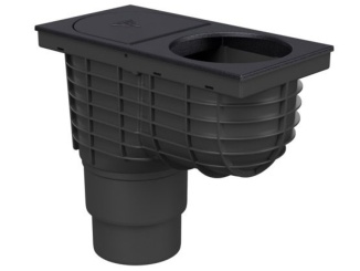 Gajgry –  Kanalizační vpusť spodní D 110/125 kulatá pro svod ⌀100 mm černá