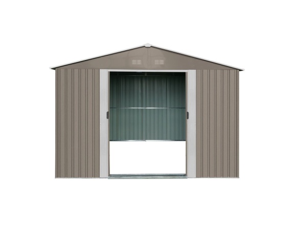 Zahradní domek kovový 3 x 2,4 m se sedlovou střechou hnědý Riwall PRO RMSA 8x10 Brown