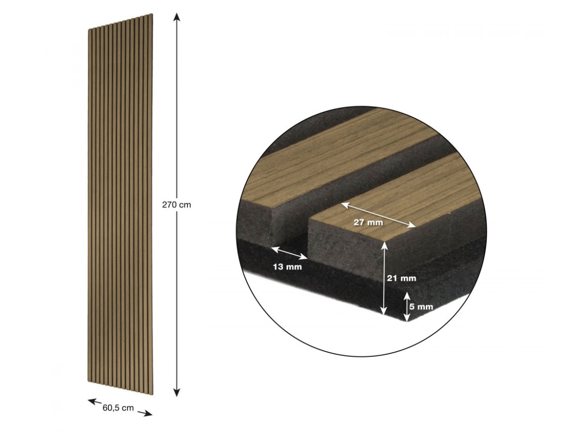 G21 Akustický panel  270x60,5x2,1 cm, teak