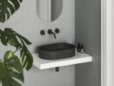 Ravak Umývadlo Ceramic Slim O 55, bez otvoru pre batériu, bez prepadu, čierna matná