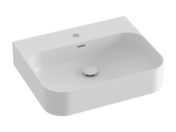 Ravak Umývadlo Ceramic Slim Wall R 55 N, s otvorom pre batériu, s prepadom, čierna matná