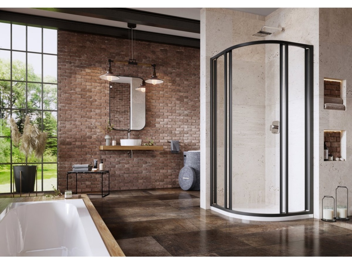 Ravak SKCP4 90x90 195, čierna+pearl