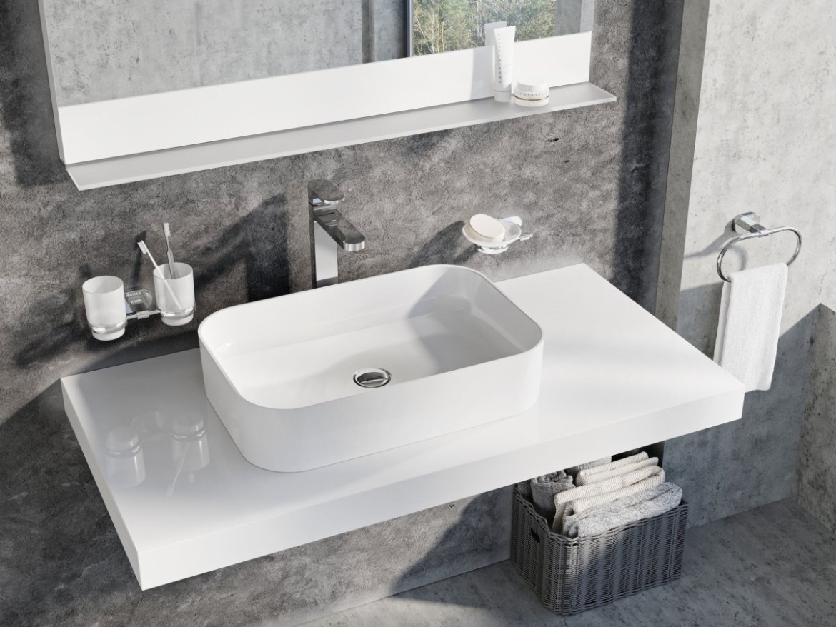 Ravak Umyvadlo Ceramic Slim R 55, bez otvoru pro baterii, bez přepadu, bílá
