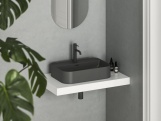 Ravak Umývadlo Ceramic Slim Shelf R 55, s otvorom pre batériu, s prepadom, biela matná