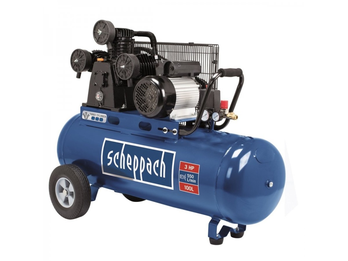 Olejový tříválcový řemenový kompresor 100 l Scheppach HC 550 TC