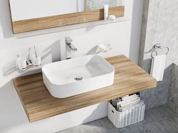 Ravak Umyvadlo Ceramic Slim R 55, bez otvoru pro baterii, bez přepadu, bílá