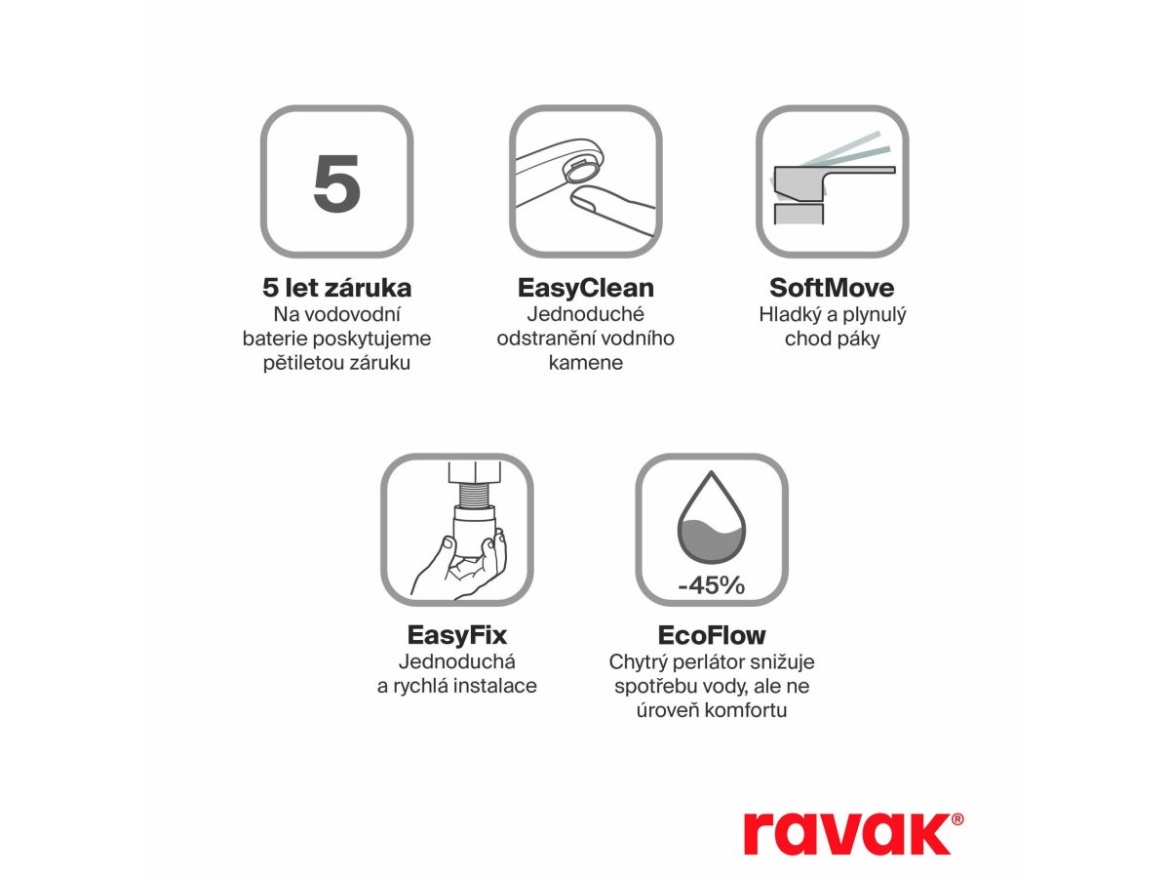 Ravak LF 015.20BLM Umyvadlová stojánková baterie 280 mm bez výpusti, černá matná