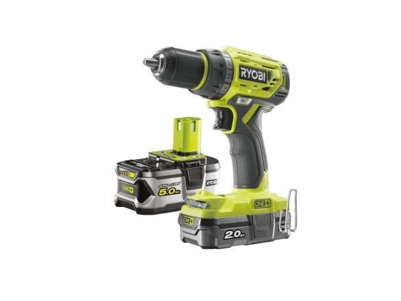 Aku bezuhlíkový 18 V šroubovák/vrtačka + 1x 2Ah + 1x 5Ah baterie + nabíječka ONE+ Ryobi RYOBI R18DD7-252S