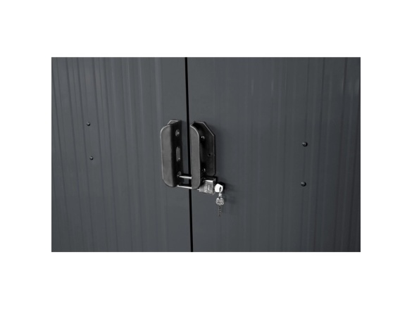 Zahradní domek kovový 2,4 x 1,7 m se sedlovou střechou Antracit Riwall PRO RMSA 6x8 Anthracite