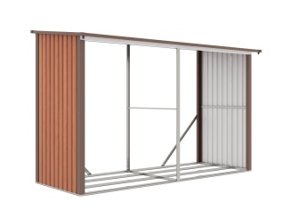 Plechové –  G21 Přístřešek na dřevo  WOH 682 - 302 x 119 cm, hnědý