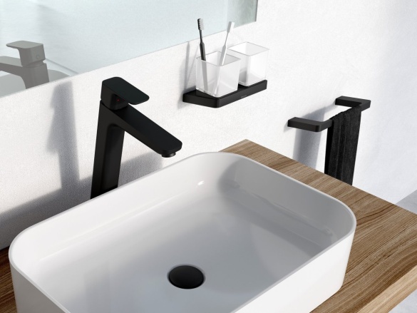 Ravak TD F 015.20BLM Umývadlová batéria 334 mm bez odtokovej armatúry, čierna matná