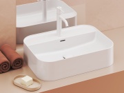 Ravak Umývadlo Ceramic Slim Shelf R 55, s otvorom pre batériu, s prepadom, biela matná
