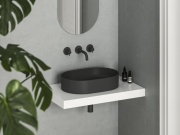 Ravak Umývadlo Ceramic Slim O 55, bez otvoru pre batériu, bez prepadu, čierna matná