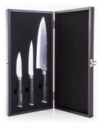 G21 Sada nožů  Gourmet Damascus v bambusovém bloku 5 ks + brusný kámen